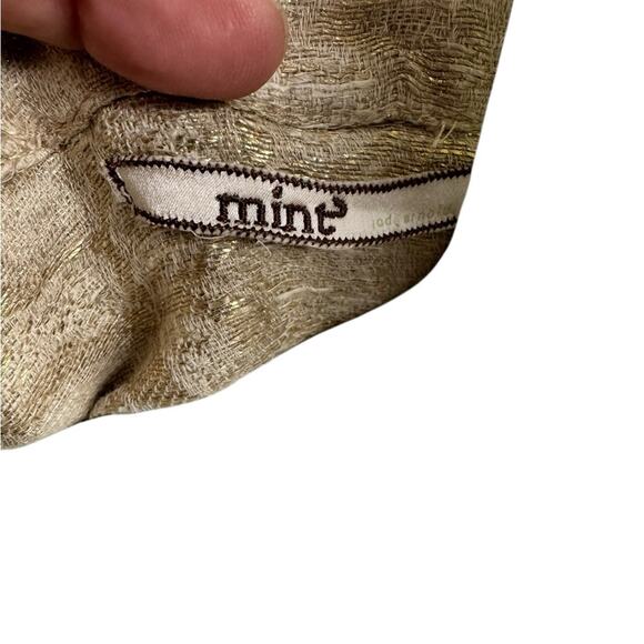 Mint by Jodi Arnold | Linen Blend Beige Metallic Floral Mini Shift Dress | Small - Picture 6 of 9